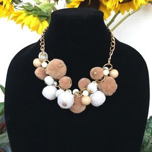 Pom Pom necklace with Earrings